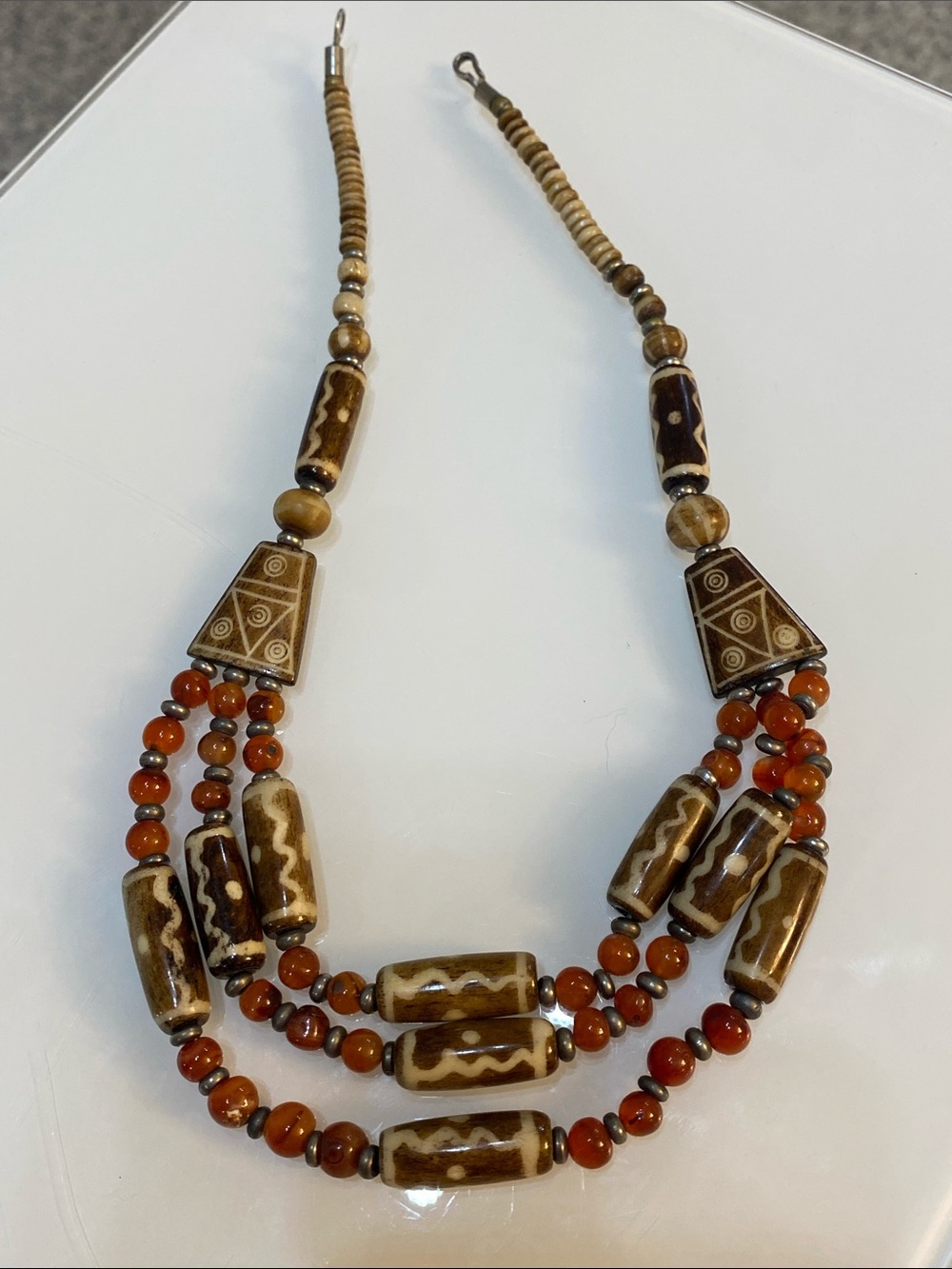 Amber and bone necklace stunning!